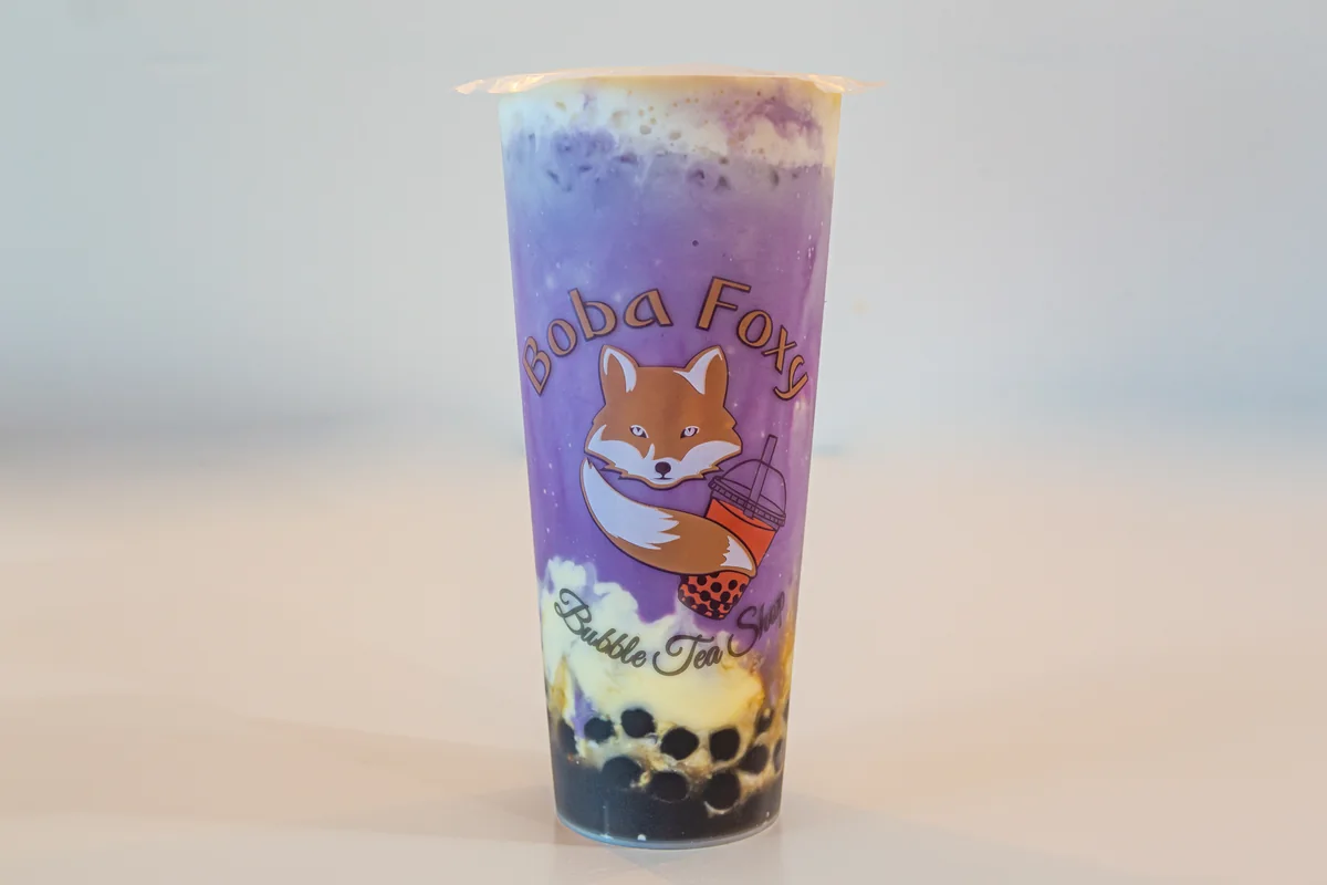 Purple Pistachio Boba Foxy drink